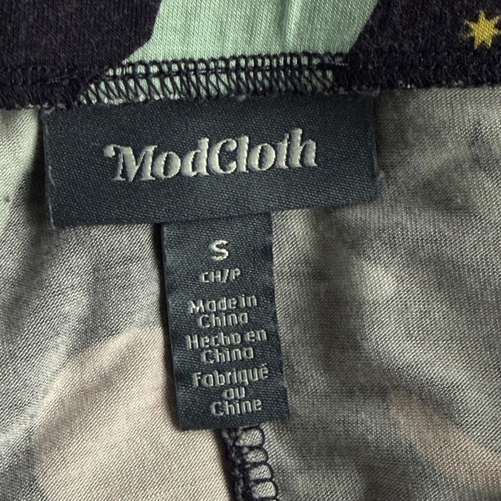 ModCloth Skirt Womens Small Multicolor Cat Space A Line Midi Stretch Pull On - Picture 5 of 9